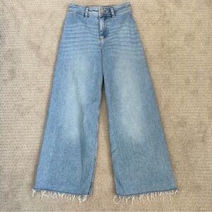 ANTONIO MELANI Light Blue Frayed Wide-Leg Jeans